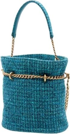 Chanel Bolso Satchel Pre-owned de Tweed - Pre-owned - Mujer - Azul - ONE SIZE