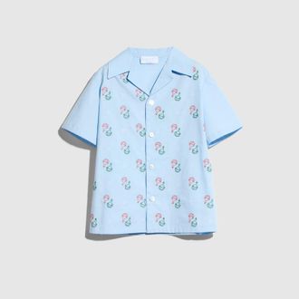 Gucci Kids - Cotton Shirt With Embroidery, Size 10 years, Blue