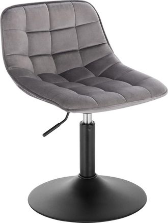 Woltu 1x Taburetes Con Respaldo Terciopelo Taburetes Cocina Regulable En Altura Taburete Giratorio Peluquer&iacute;a Sillas Bar Taburete De Escritorio Gris Oscuro 