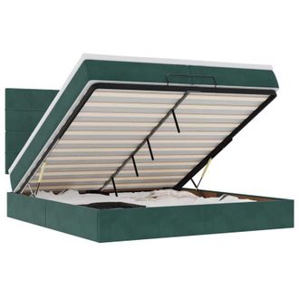 vidaXL Estructura De Cama Otomana Colchones Terciopelo Verde Oscuro Vidaxl