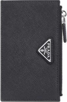 Prada Zwarte Leren Creditcardhouder - Heren - Portefeuilles - Zwart - ONE Size - Leer - Accessoires