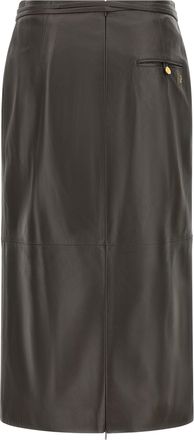 Alberta Ferretti Panel-Stitched Leather Skirt - Grey