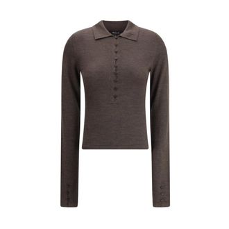 Jacquemus Round-neck Knitwear, female, Brown, Size: M Merino Wool Polo Shirt