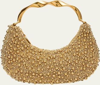 SIMKHAI Evelyn Crescent Beaded Top-Handle Bag