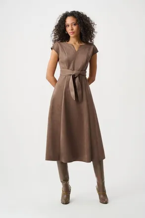 Joseph Ribkoff Scuba Suede Fit-and-Flare Dress in Mink at Nordstrom, Size 10