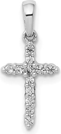 Diamond2Deal 10K White Gold Polished Diamond Cross Pendant