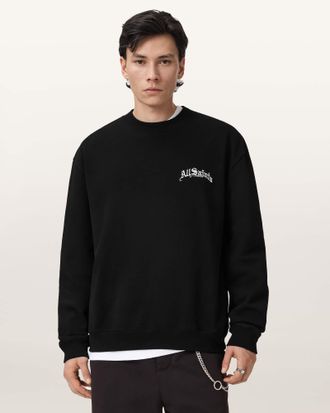 AllSaints Cotton Descent Oversized Cropped Sweatshirt, Size: S