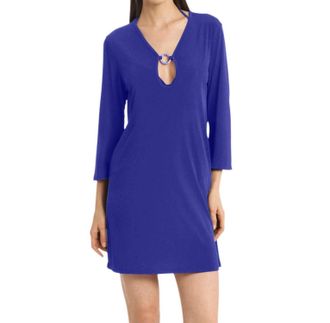 Jordan Taylor 3/4 Sleeve Keyhole Dress In Blue