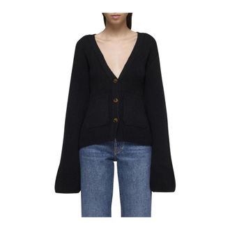 Khaite Cardigans, female, Black, M, Knit Cardigan
