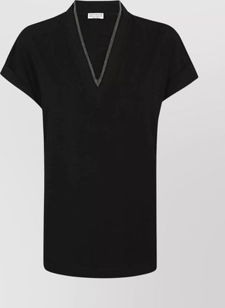 Brunello Cucinelli v neck short sleeve top design