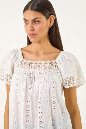 Roman Broderie Lace Detail Top