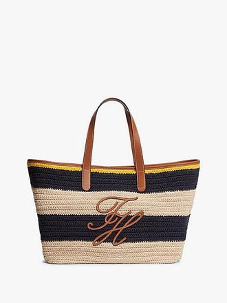 Tommy Hilfiger Woven Stripe Logo Appliqu&eacute; Tote Bag