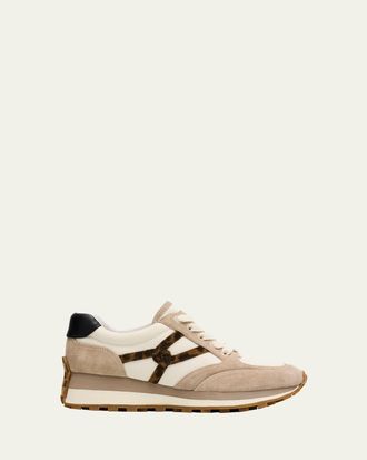 Veronica Beard Valentina Suede Shearling Retro Sneakers