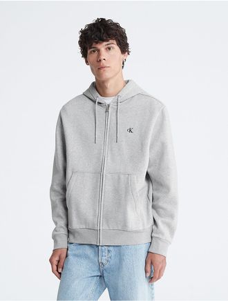 Calvin Klein Jeans Calvin Klein Mens Archive Logo Zip Fleece Hoodie - Grey - XS
