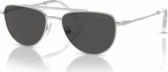 Swarovski Womens Crystal Embellishments Sunglasses In Silver Dark Grey