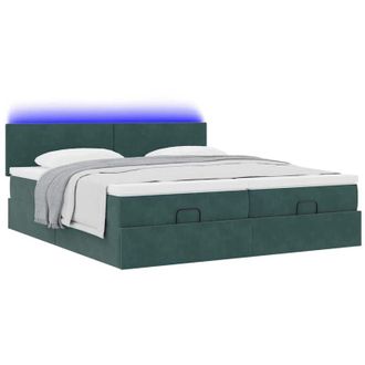 vidaXL Vidaxl - Estructura De Cama Otomana Colchones Terciopelo Verde Oscuro