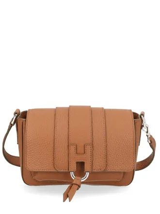 Hogan Womens Brown Calf Leather Flap Bag Shoulder