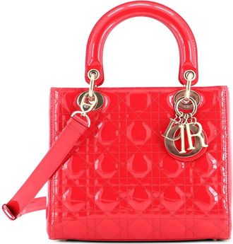 Dior Lady Dior Bag Cannage Quilt Patent Medium satchel - Rood