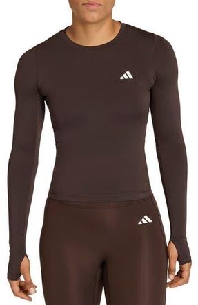 adidas Power Essentials Workout Contour Long Sleeve Top in Aurora Coffee at Nordstrom Rack, Size X-Small