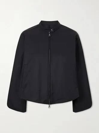 Moncler Bomber In Misto Cotone Con Applicazione Gruissan - Nero
