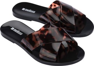 Melissa Essential Cross Slide Sandal in Black/tortoise at Nordstrom, Size 10