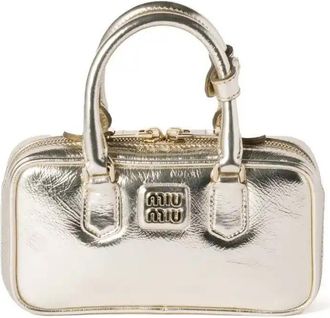 Miu Miu Mini Arcadie Tote Bag - Womens - Nappa Leather/Metal/Satin