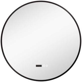 HOMCOM Homcom - Specchio Con Luce Led Regolabile, Antiappannamento E Display &Oslash;70 Cm Nero