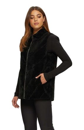Gorski Reversible Chevron Genuine Shearling Vest in Black/black at Nordstrom, Size Medium