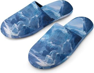 Generic Glacier Cave Ice Winter Mens House Slippers Slip Indoor Slipper On Shoes Warm Outdoor