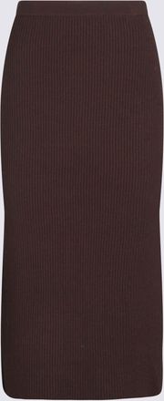 Twin-Set Dark Brown Viscose Midi Skirt