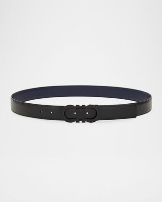 Ferragamo Men & apos;s Gancini-Buckle Double Adjustable Leather Belt