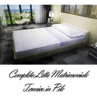 Trade Shop Trade Shop - Traesio - Completo Da Letto In Pile Lenzuolo Sopra e Sotto 2 Copricuscino Blu a Righe