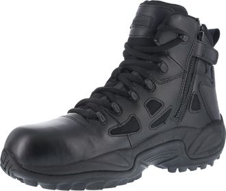 Reebok Unisex Rapid Response Rb Safety Toe 6 Stealth Boot with Side Zipper Rb8678 Hiking Shoe, Black, 8.5 UK