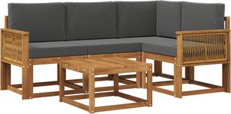 vidaXL Conjunto De Sof&aacute;s De Exterior 5 Uds. Natural Y Antracita Vidaxl