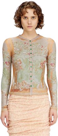 Diesel Cardigan top in printed devor&eacute; jersey - Tops - Woman - Brown