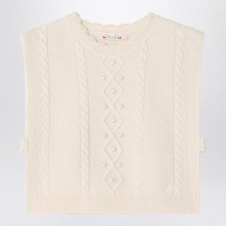 BONPOINT Beige Wollweste mit Flechtmuster