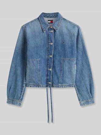 Tommy Jeans Relaxed Fit Jeansjacke aus Baumwoll-Leinen-Mix mit Tunnelzug in Jeansblau, Gr&ouml;&szlig;e XL
