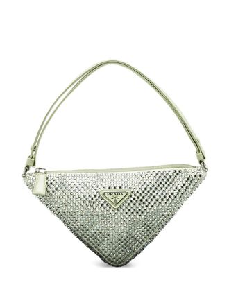 Prada triangular crystal shoulder bag - Green