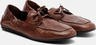 Prada Shuffle leather boat shoes