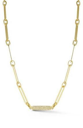 Sphera Milano Pav&eacute; Cubic Zirconia Bar Chain Necklace in Gold at Nordstrom Rack