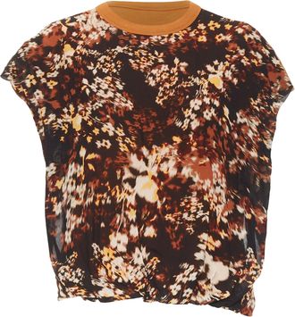 Dries Van Noten 2021 Hernet brown black cotton blurry floral cap sweater S