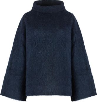 Malo Klokmouwen Wollen Turtleneck Sweater - Dames - Coltruien - Blauw - M - Wol - Truien & Vesten