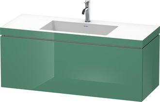 Duravit Lavabo Para Muebles Duravit L-cube C-bonded Con Base, Colgante, 120x48 Cm, 1 Extra&iacute;ble, Sin Rebosadero, 1 Agujero Para Grifo, Color: Jade Laca Alto Br