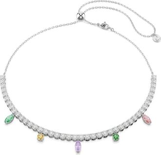 Swarovski x Ariana Grande Multicolor Crystal Charm Necklace in Silver/Multi at Nordstrom