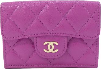 Chanel Purple Grained Calfskin Wallet (Bi-Fold) (Pre-Owned)