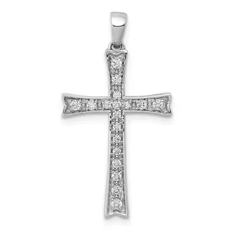 Diamond2Deal 14k White Gold 1/5 carat Diamond Cross Pendant
