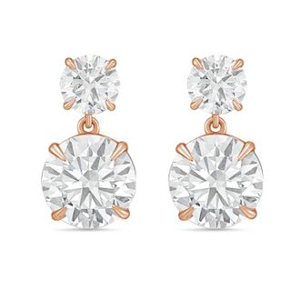 Diana M. Jewels 14KT RG 20.00 Ct TW of Lab grown round diamonds drop earrings