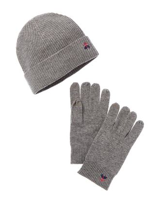 Brooks Brothers 2Pc Wool & Cashmere-Blend Hat & Gloves Set