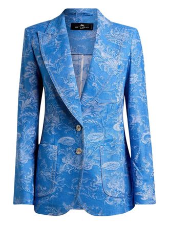 Etro printed-brocade jacket - Blue