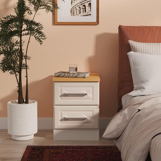 Welcome Furniture Kingston Ready Assembled 2 Drawer Bedside Cabinet in Kashmir Ash & Modern Oak - Welcome Furniture | TJ Hughes